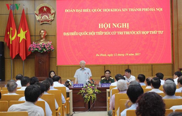 Tổng Bí thư Nguyễn Phú Trọng phát biểu tại buổi tiếp xúc cử tri