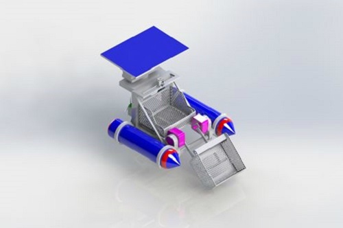 Mô hình robot vệ sinh kênh rạch của nhóm. Ảnh: NVCC.