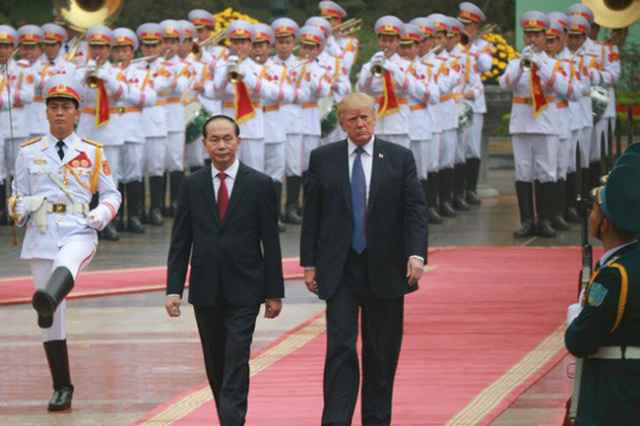 Lễ đón trọng thể Tổng thống Mỹ Donald Trump tại Phủ Chủ tịch