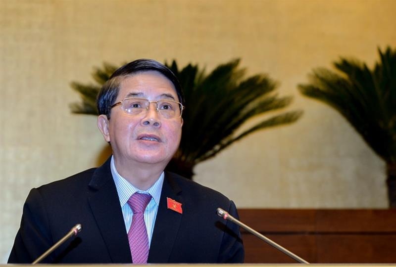 Chủ nhiệm UB Tài chính, Ngân sách Nguyễn Đức Hải trình bày Báo cáo giải trình, tiếp thu và chỉnh lý dự thảo Luật 