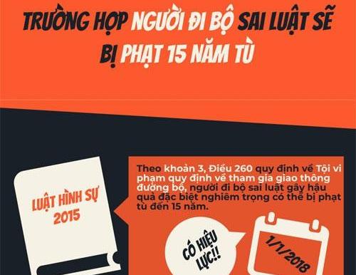 Từ 1/1/2018, đi bộ sai luật, bị phạt tù tới 15 năm