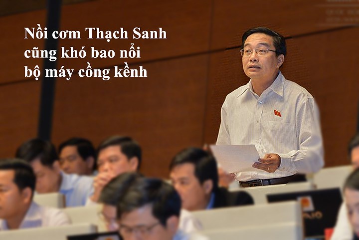 Thảo luận về cải cách tổ chức bộ máy hành chính nhà nước giai đoạn 2011-2016, tại Kỳ họp thứ 4, đại biểu Nguyễn Minh Sơn ví ngân sách nhà nước như cái bánh. Tuy nhiên, bánh chia kiểu nào cũng không đủ nên cứ co kéo mãi. Cái bánh ngân sách dù có trở thành nồi cơm của Thạch Sanh cũng khó bao bọc nổi nền hành chính cồng kềnh như hiện nay. Cũng tại Kỳ họp này, Quốc hội đã thông qua Nghị quyết với yêu cầu cụ thể về tỷ lệ và lộ trình tinh giản biên chế.