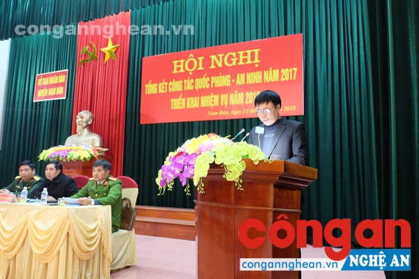 Đại diện UBND huyện phát biểu tại Hội nghị
