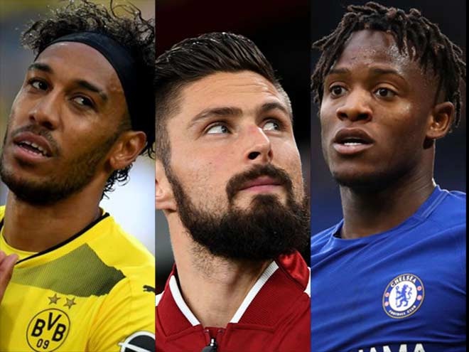 Aubameyang (trái) sẽ về Arsenal, Giroud (giữa) sẽ sang Chelsea trong khi Batshuayi (phải) tới Dortmund