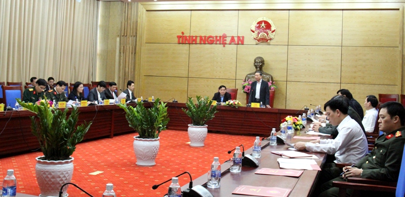Toàn cảnh buổi làm việc giữa đoàn Công tác Bộ Công an với Tỉnh Nghệ An.