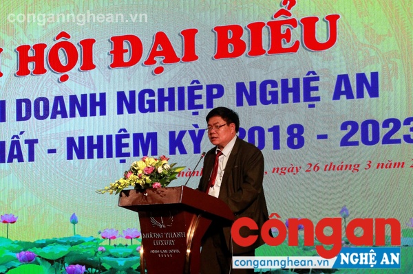 Chủ tịch Hiệp hội Doanh nghiệp Nghệ An- Phạm Đình Hạnh phát biểu nhận nhiệm vụ