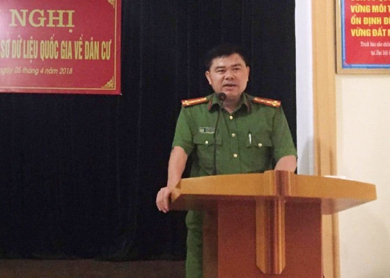 Lãnh đạo Công an huyện phát biểu chỉ đạo tại hội nghị
