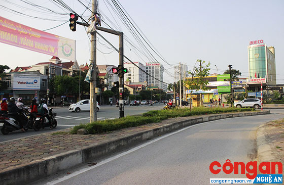Cây xanh tại nút lối rẽ Nguyễn Phong Sắc - Nguyễn Duy Trinh bị khô, cháy do không được chăm sóc