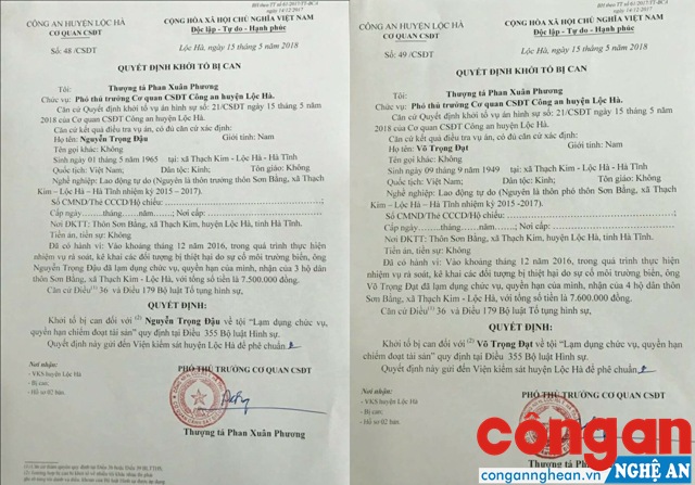 Khởi tố 2 cán bộ thôn vòi tiền của dân để khai khống hồ sơ hưởng lợi đền bù Formosa