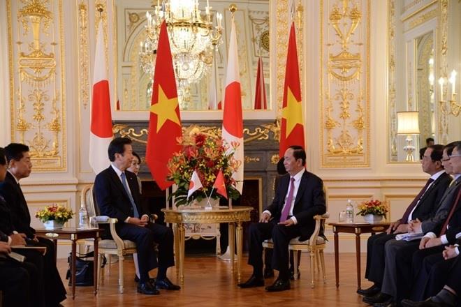 Chủ tịch nước Trần Đại Quang tiếp Chủ tịch Đảng cộng sản Nhật Bản Kazuo Shii