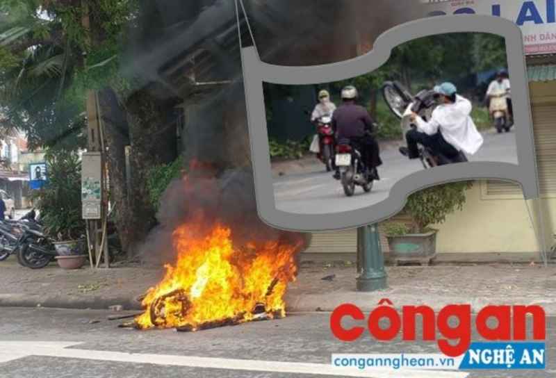 Lạng lách, đánh võng nam thanh niên bị đốt trụi xe máy