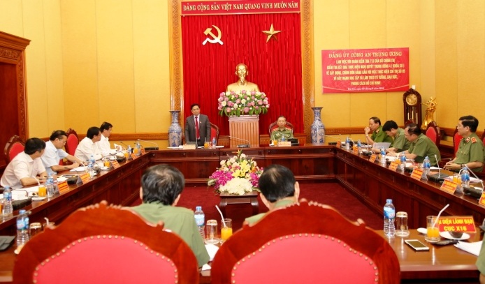 Đảng ủy Công an Trung ương làm việc với Đoàn kiểm tra 713
