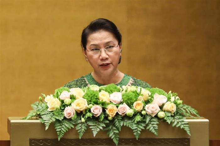 Chủ tịch Quốc hội Nguyễn Thị Kim Ngân phát biểu bế mạc kỳ họp thứ 5, Quốc hội khóa XIV. Ảnh: VGP/Nhật Bắc.