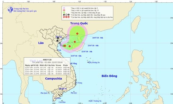 Áp thấp nhiệt đới tiến gần bờ biển Nam Định-Thanh Hóa, có thể mạnh lên