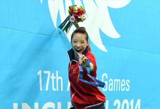 VĐV Dương Thúy Vi, người giành được HCV duy nhất cho Thể thao Việt Nam tại ASIAD Incheon 2014. Nguồn ảnh: Báo Thể thao Việt Nam.