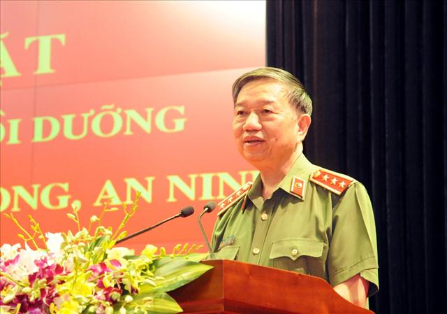 Bộ trưởng Tô Lâm phát biểu tại buổi gặp mặt.