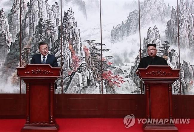 Hai nhà lãnh đạo tại cuộc họp báo chung. Ảnh: Yonhap
