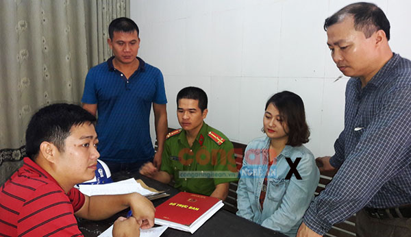 Đối tượng Nguyễn Thị Thanh Hải (x) tại cơ quan CSĐT sau khi bị bắt