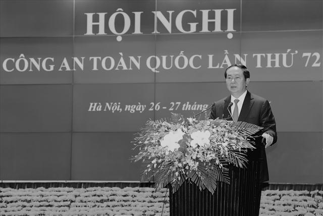 Chủ tịch nước Trần Đại Quang phát biểu chỉ đạo tại Hội nghị Công an toàn quốc lần thứ 72.
