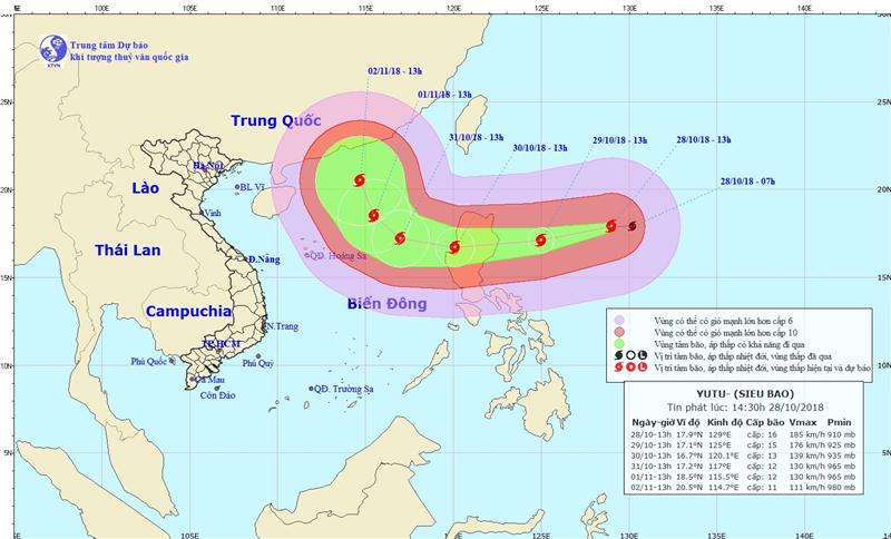 Tin bão gần Biển Đông (Siêu bão Yutu)