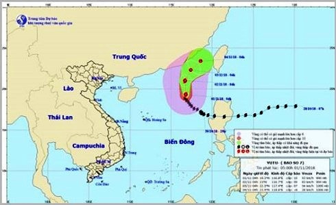 Bão số 7 giật cấp 12 di chuyển theo hướng Bắc