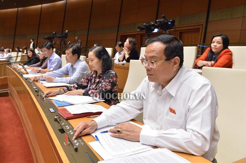 Các Đại biểu Quốc hội biểu quyết thông qua Nghị quyết về kế hoạch phát triển kinh tế - xã hội năm 2019