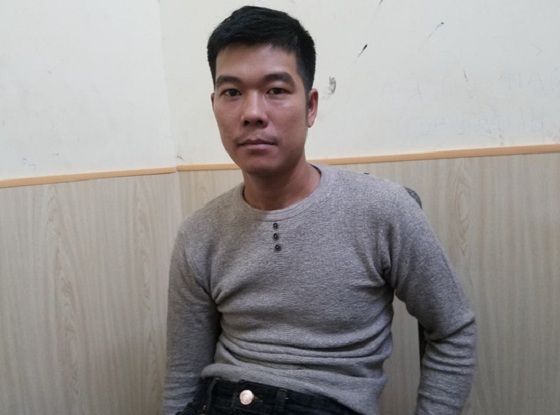 Đối tượng Vũ Thế Thuỳ tại cơ quan điều tra.
