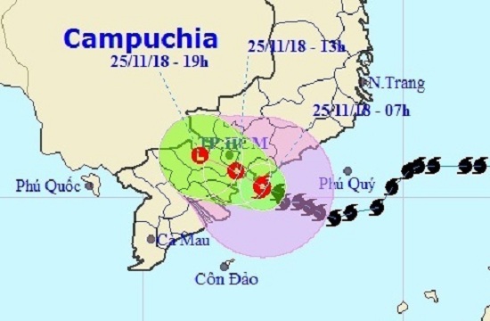 Bão số 9 suy yếu thành ATNĐ và đi vào đất liền