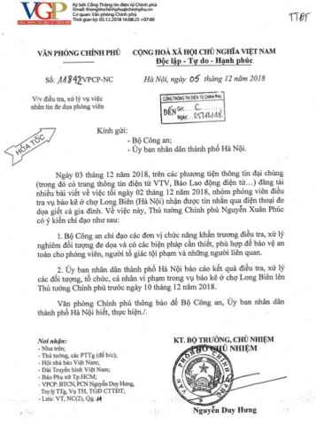 Thủ tướng yêu cầu xử lý nghiêm kẻ đe dọa phóng viên điều tra vụ bảo kê ở chợ Long Biên