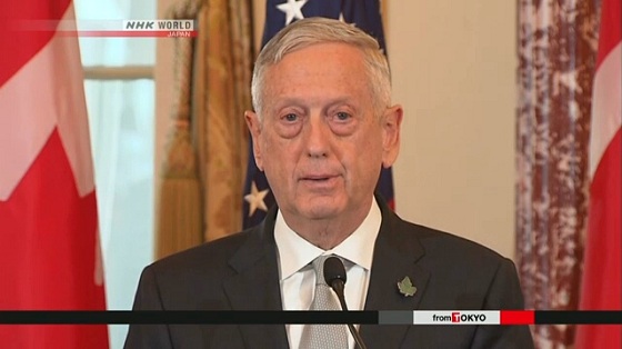 Bộ trưởng Quốc phòng Mỹ James Mattis vừa đệ đơn xin từ chức. (Ảnh: NHK)
