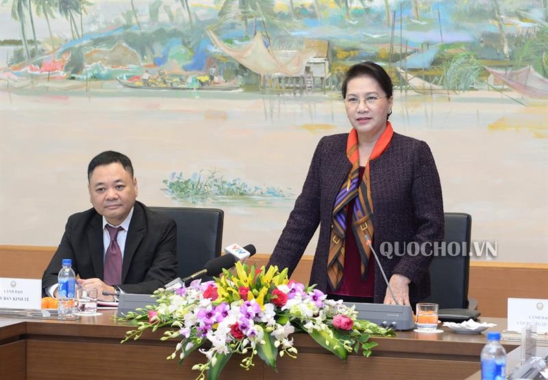 Chủ tịch Quốc hội Nguyễn Thị Kim Ngân phát biểu tại buổi gặp mặt