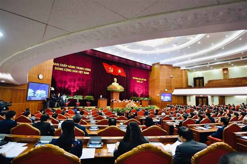 Sáng 25/12, Hội nghị lần thứ chín Ban Chấp hành Trung ương Đảng Cộng sản Việt Nam khóa XII khai mạc trọng thể tại Trụ sở Trung ương Đảng, Hà Nội. Ảnh VGP/Nhật Bắc