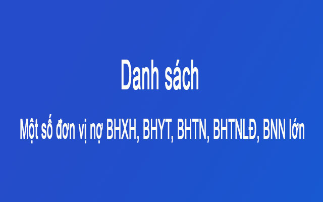 Danh sách một số đơn vị nợ BHXH, BHYT, BHTN, BHTNLĐ, BNN lớn