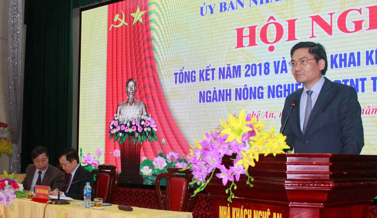 Ông Hoàng Nghĩa Hiếu, Giám đốc Sở báo cáo kết quả năm 2018, nhiệm vụ năm 2019.