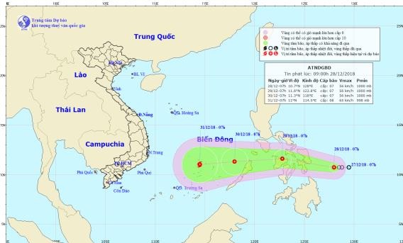 Kịch bản về cường độ và hướng đi của áp thấp nhiệt đới