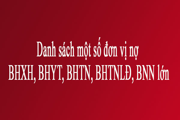 Danh sách một số đơn vị nợ BHXH, BHYT, BHTN, BHTNLĐ, BNN lớn