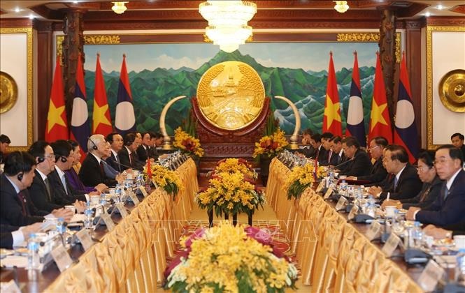 Lãnh đạo hai nước hội đàm. Ảnh TTXVN