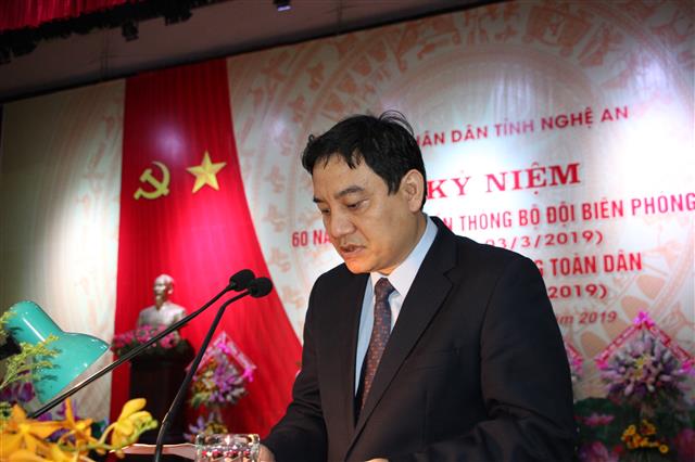 Đồng chí Nguyễn Đắc Vinh - Bí thư Tỉnh ủy ghi nhận và đánh giá cao những thành quả BĐBP Nghệ An đã đạt được trong 60 năm qua