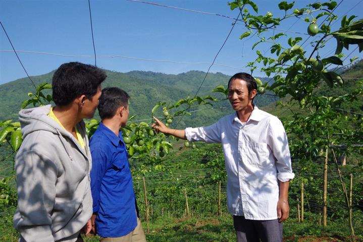 Đảng viên trẻ, Bí thư Chi bộ bản Thâm Thẩm, Tương Dương, Nghệ An, Và Bá Ca (bên phải) có sức lôi cuốn thanh niên phấn đấu đứng vào hàng ngũ của Đảng. Ảnh: Viết Lam - Báo Biên phòng