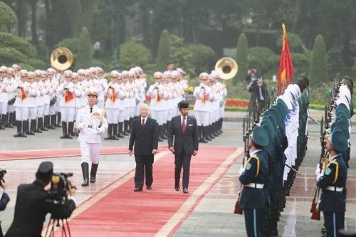 Tổng Bí thư, Chủ tịch nước chủ trì lễ đón Quốc vương Brunei Darussalam