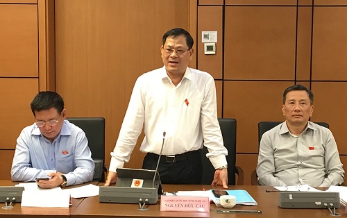Đại biểu Nguyễn Hữu Cầu phát biểu tại tổ, sáng 22/5