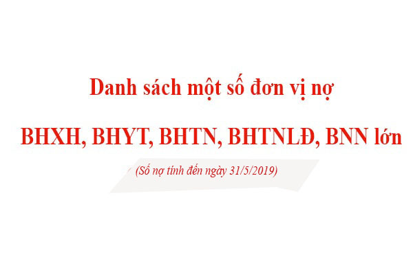 Danh sách một số đơn vị nợ BHXH, BHYT, BHTN, BHTNLĐ, BNN lớn