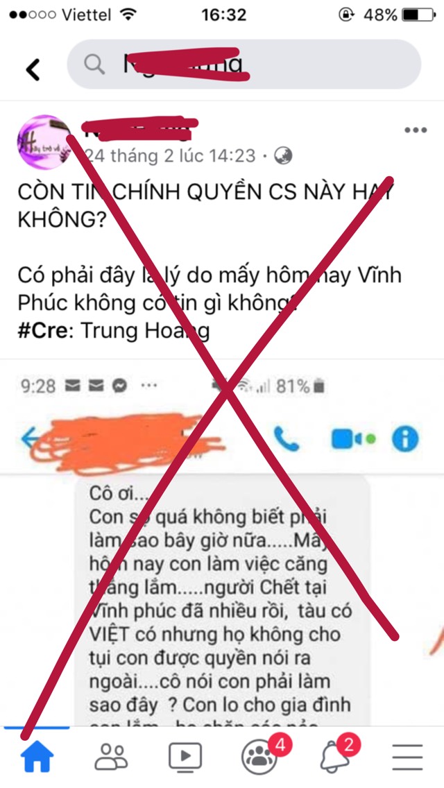 3 bài viết sai sự thật mà N.V.H đăng tải trên Facebook