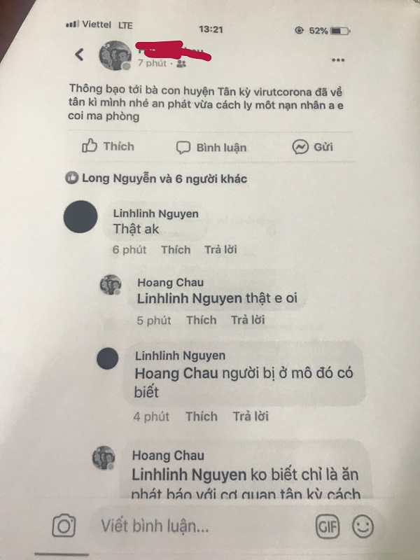 Nội dung sai sự thật về dịch Covid - 19 mà H.H.C đăng tải trên Facebook