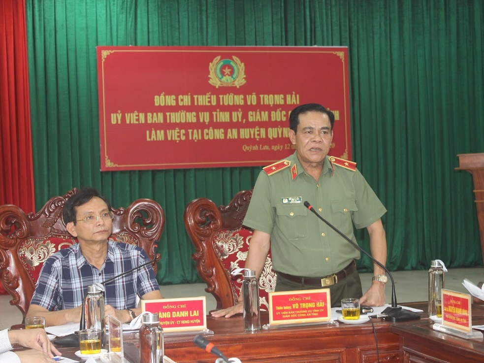 Thiếu tướng Võ Trọng Hải, Giám đốc Công an tỉnh làm việc với Công an huyện Quỳnh Lưu