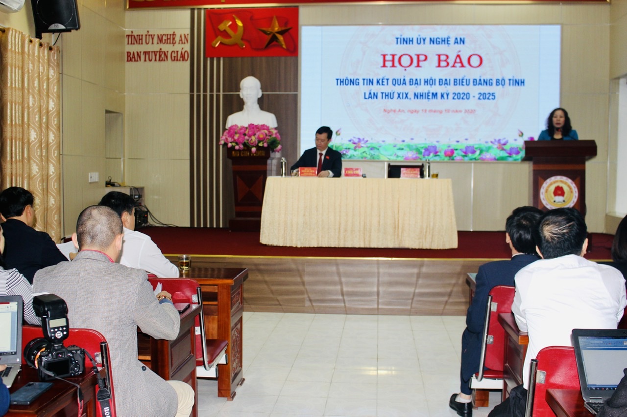 Họp báo thông tin kết quả Đại hội đại biểu Đảng bộ tỉnh Nghệ An lần thứ XIX nhiệm kỳ 2020-2025