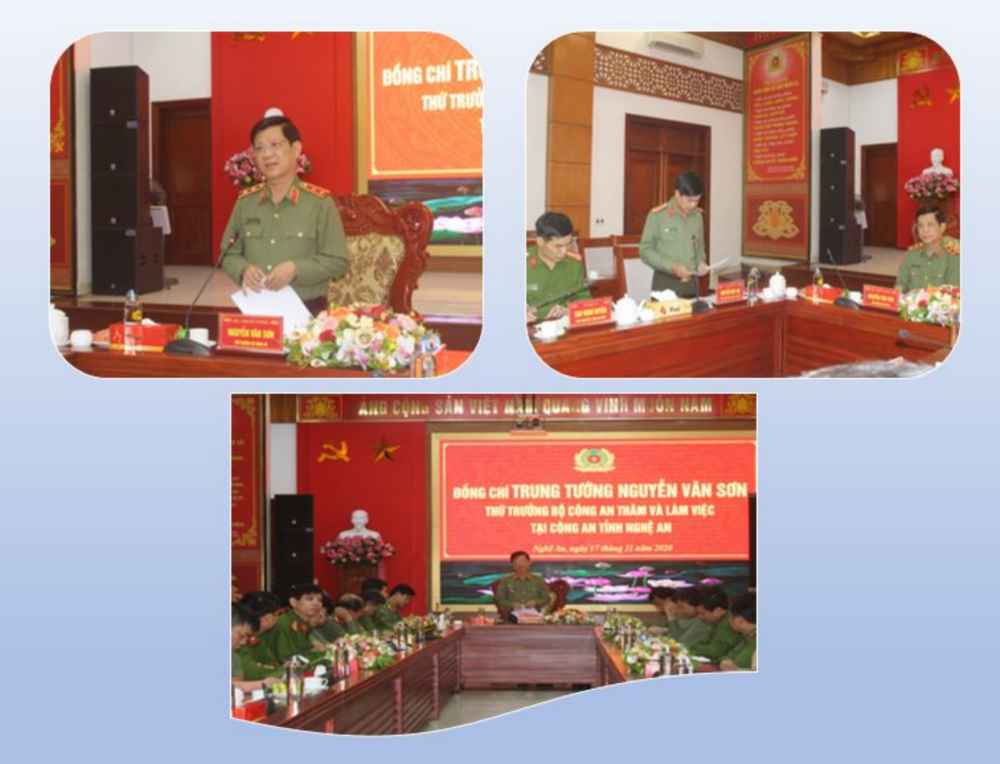 Trung tướng Nguyễn Văn Sơn, Thứ trưởng Bộ Công an thăm và làm việc với Công an tỉnh Nghệ An