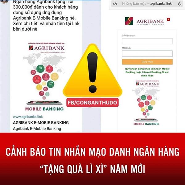 Cảnh báo tin nhắn mạo danh ngân hàng 'tặng quà lì xì' năm mới