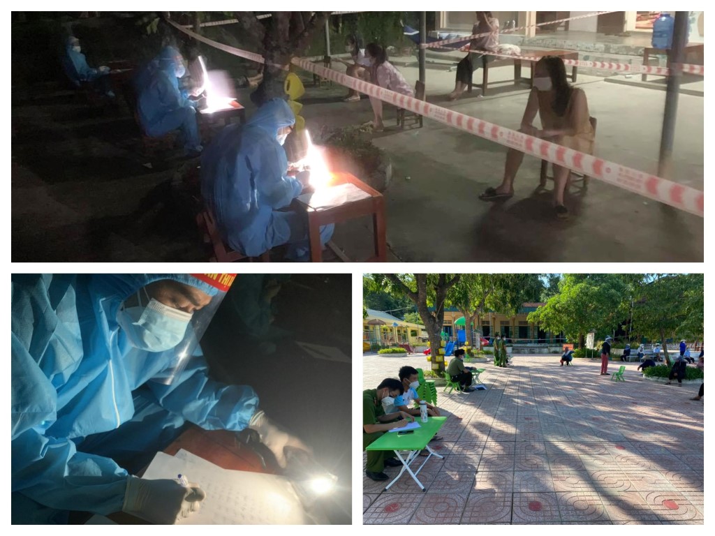 Lực lượng Công an phối hợp với lực lượng Y tế xuyên ngày đêm để truy vết dịch