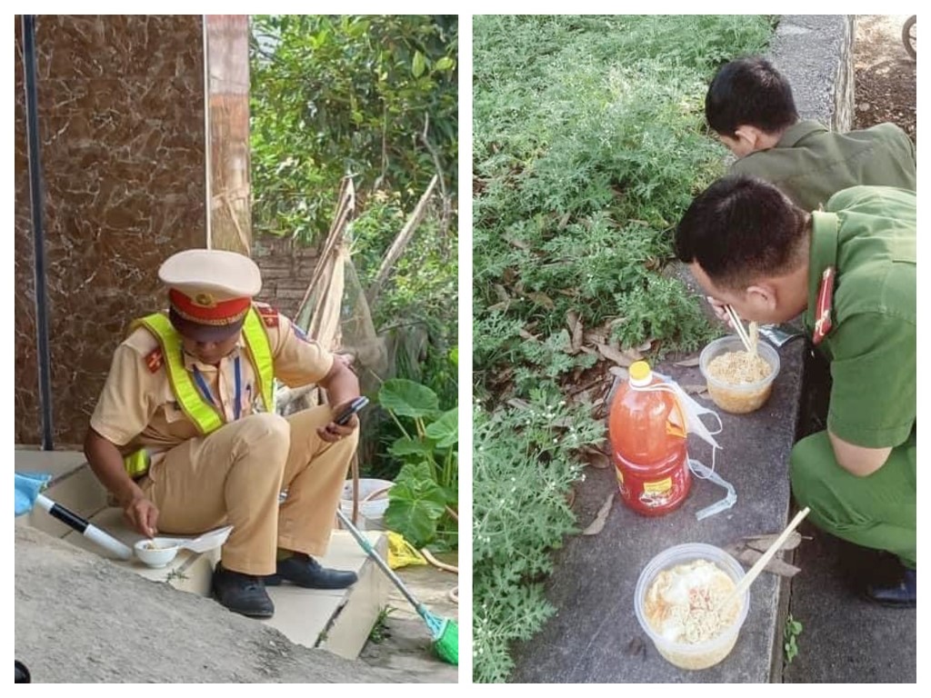 Những bữa ăn ‘siêu nhanh’ của cán bộ chiến sĩ Công an thị xã Hoàng Mai để trực chốt